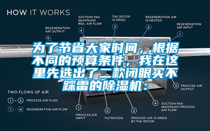 為了節省大家時間，根據不同的預算條件，我在這里先選出了二款閉眼買不踩雷的除濕機：